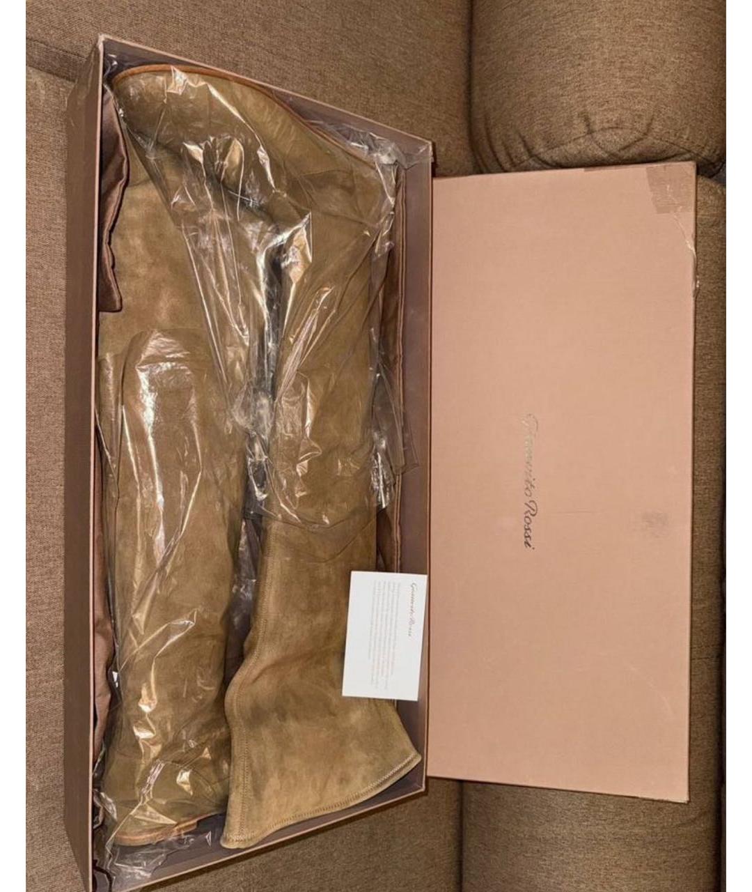 GIANVITO ROSSI Бежевые замшевые ботфорты, фото 4