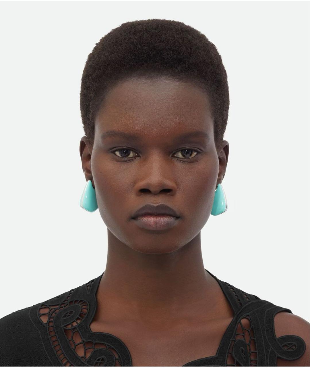 BOTTEGA VENETA Бирюзовые серебряные серьги, фото 3