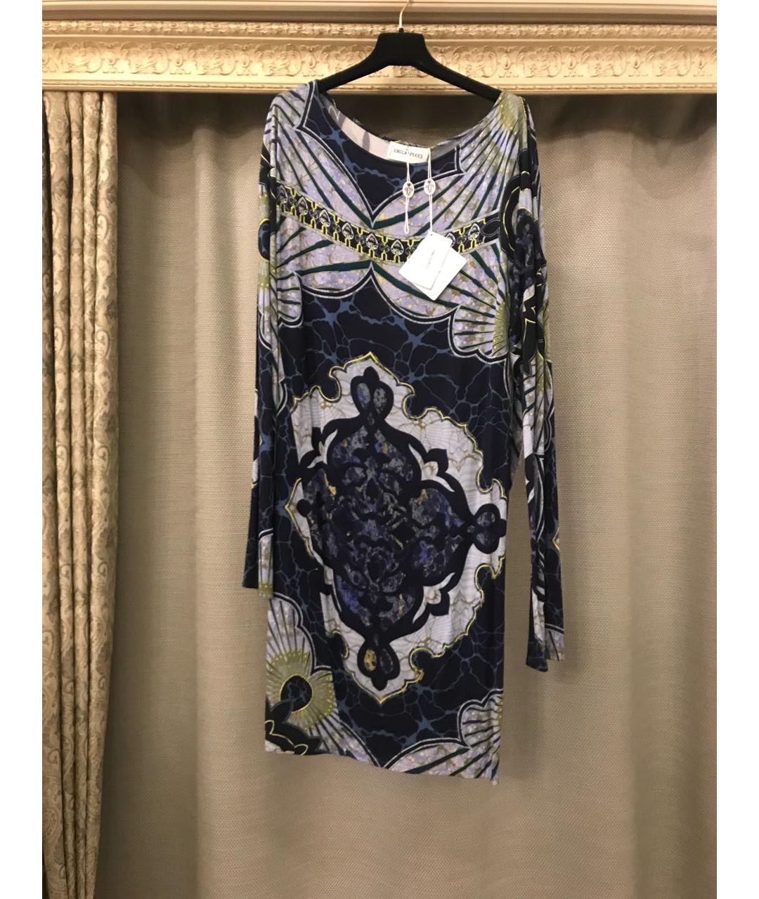 EMILIO PUCCI Синее вискозное коктейльное платье, фото 4