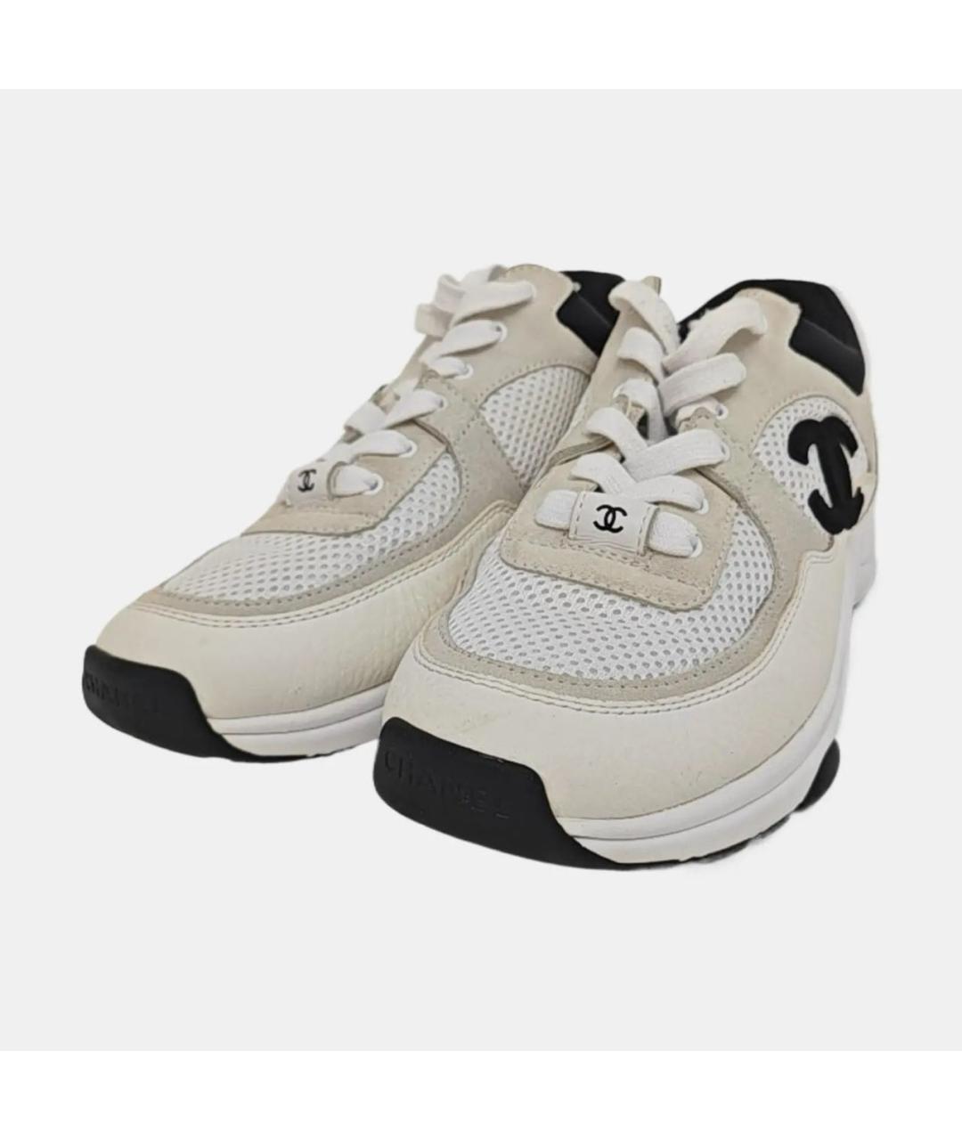 CHANEL Белые кожаные кроссовки, фото 2