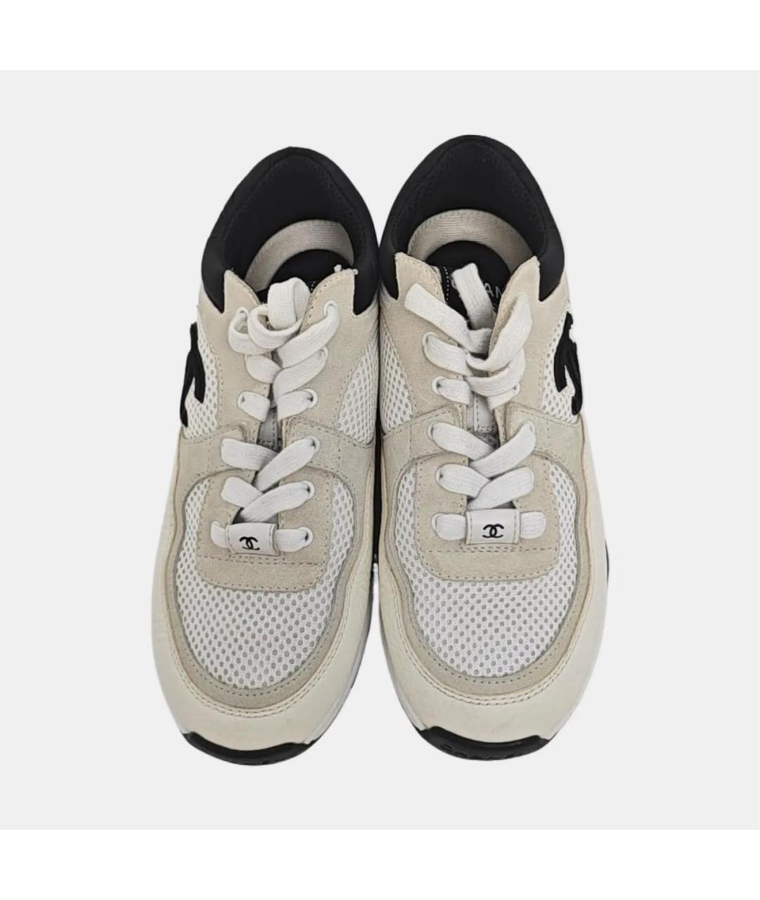 CHANEL Белые кожаные кроссовки, фото 3