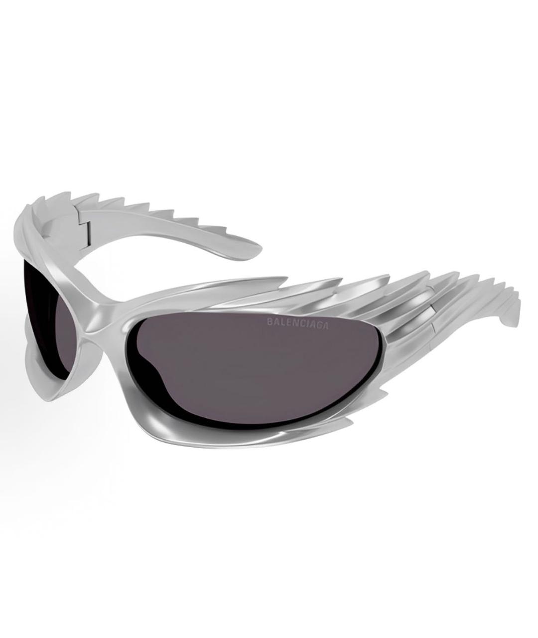 BALENCIAGA Серебряные пластиковые солнцезащитные очки, фото 4