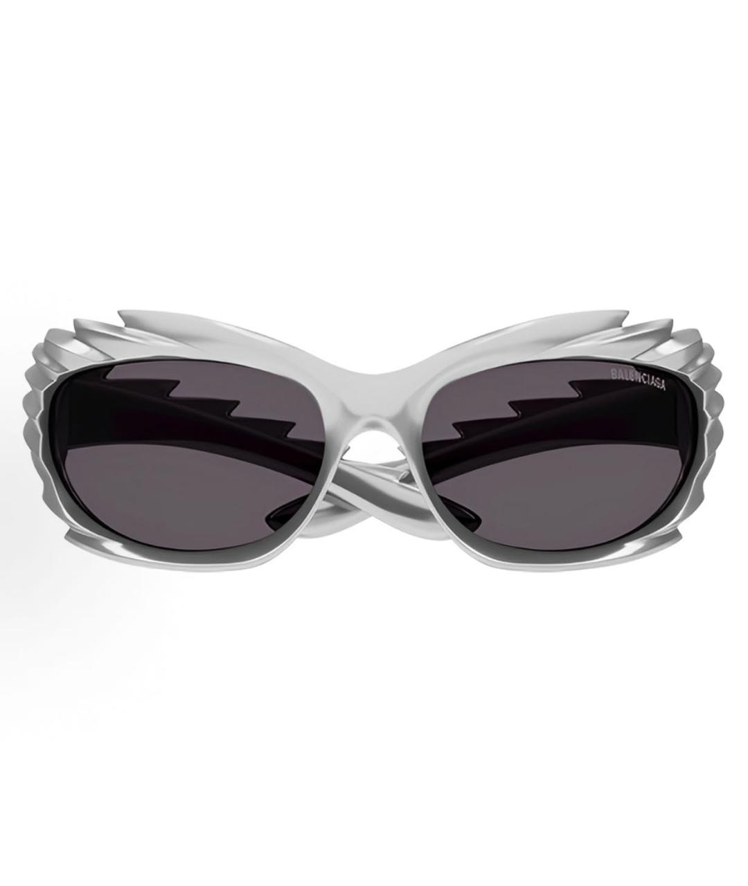 BALENCIAGA Серебряные пластиковые солнцезащитные очки, фото 2