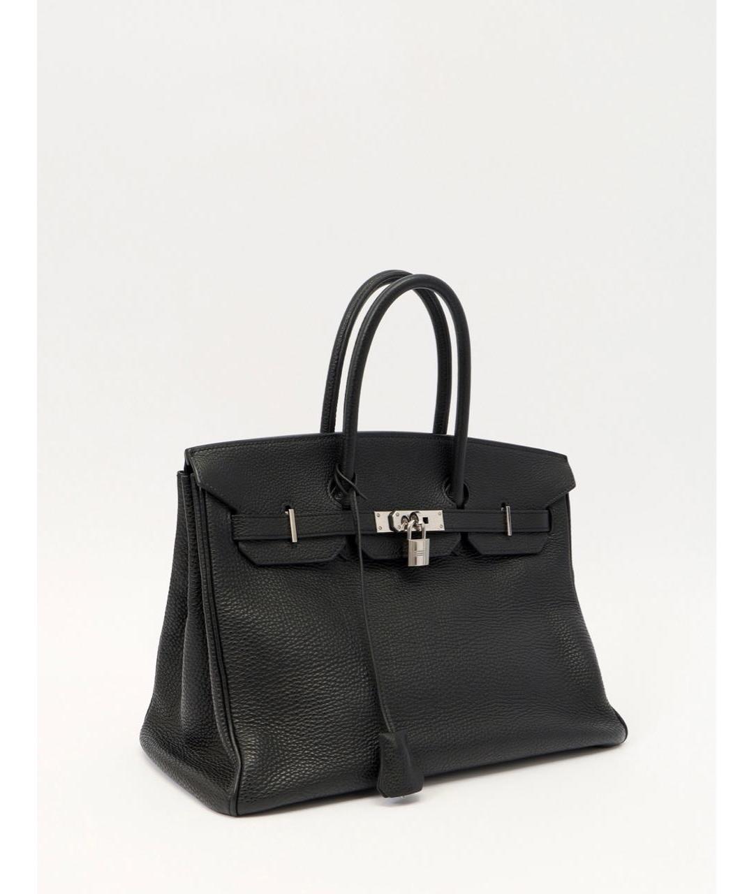 HERMES Черная кожаная сумка с короткими ручками, фото 2