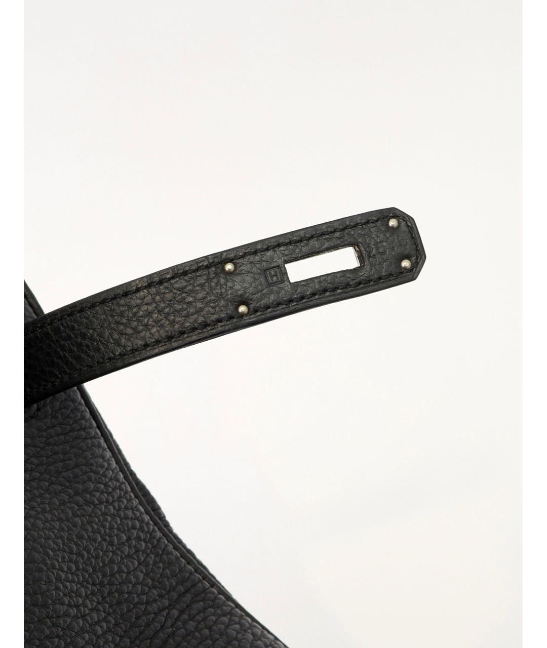HERMES Черная кожаная сумка с короткими ручками, фото 8