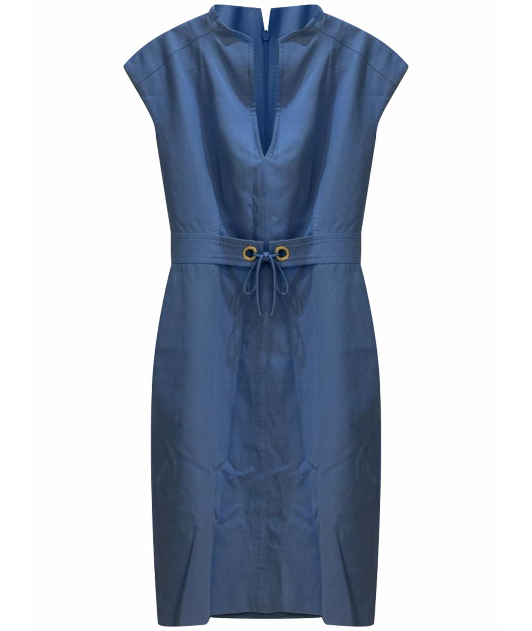 MAX MARA Голубое хлопко-эластановое повседневное платье, фото 1