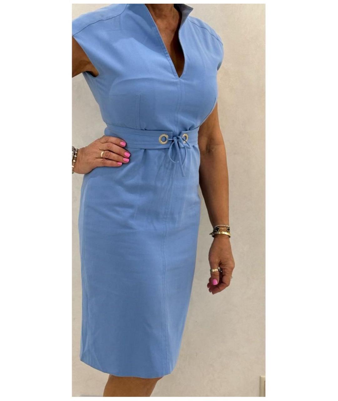 MAX MARA Голубое хлопко-эластановое повседневное платье, фото 5