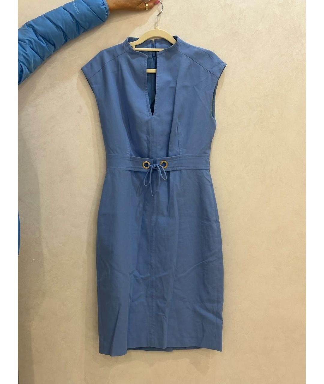 MAX MARA Голубое хлопко-эластановое повседневное платье, фото 6