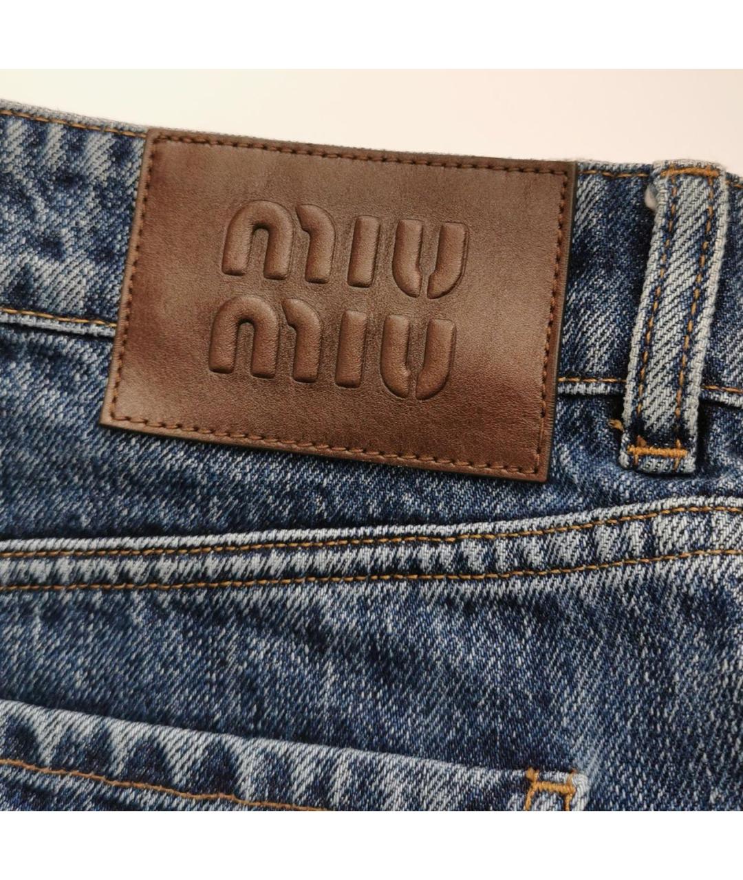 MIU MIU Синие хлопковые прямые джинсы, фото 3