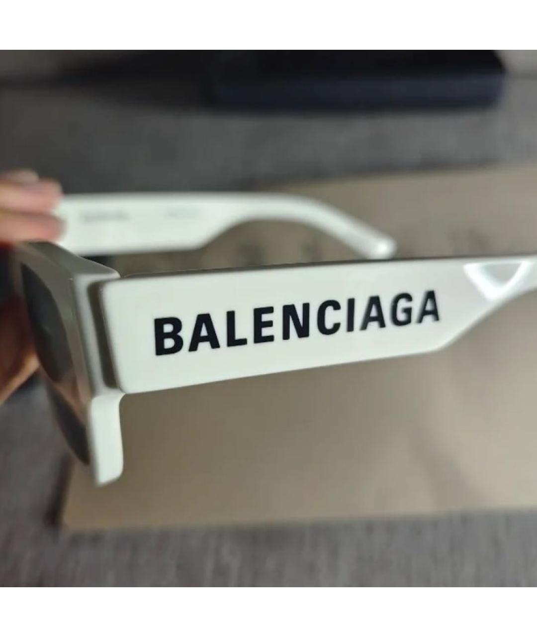 BALENCIAGA Белые пластиковые солнцезащитные очки, фото 4