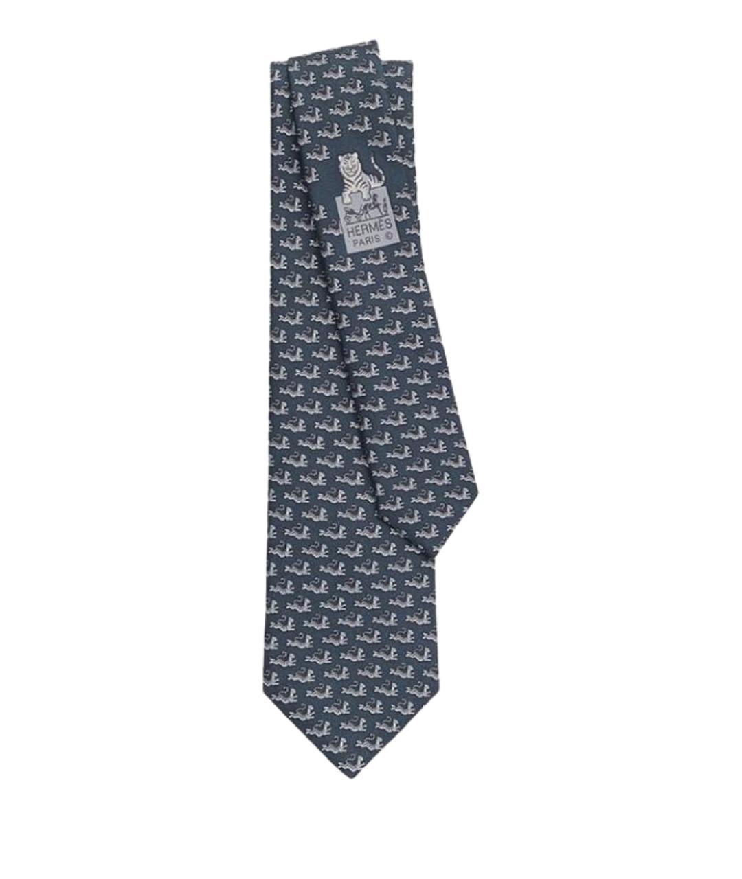HERMES Синий шелковый галстук, фото 1