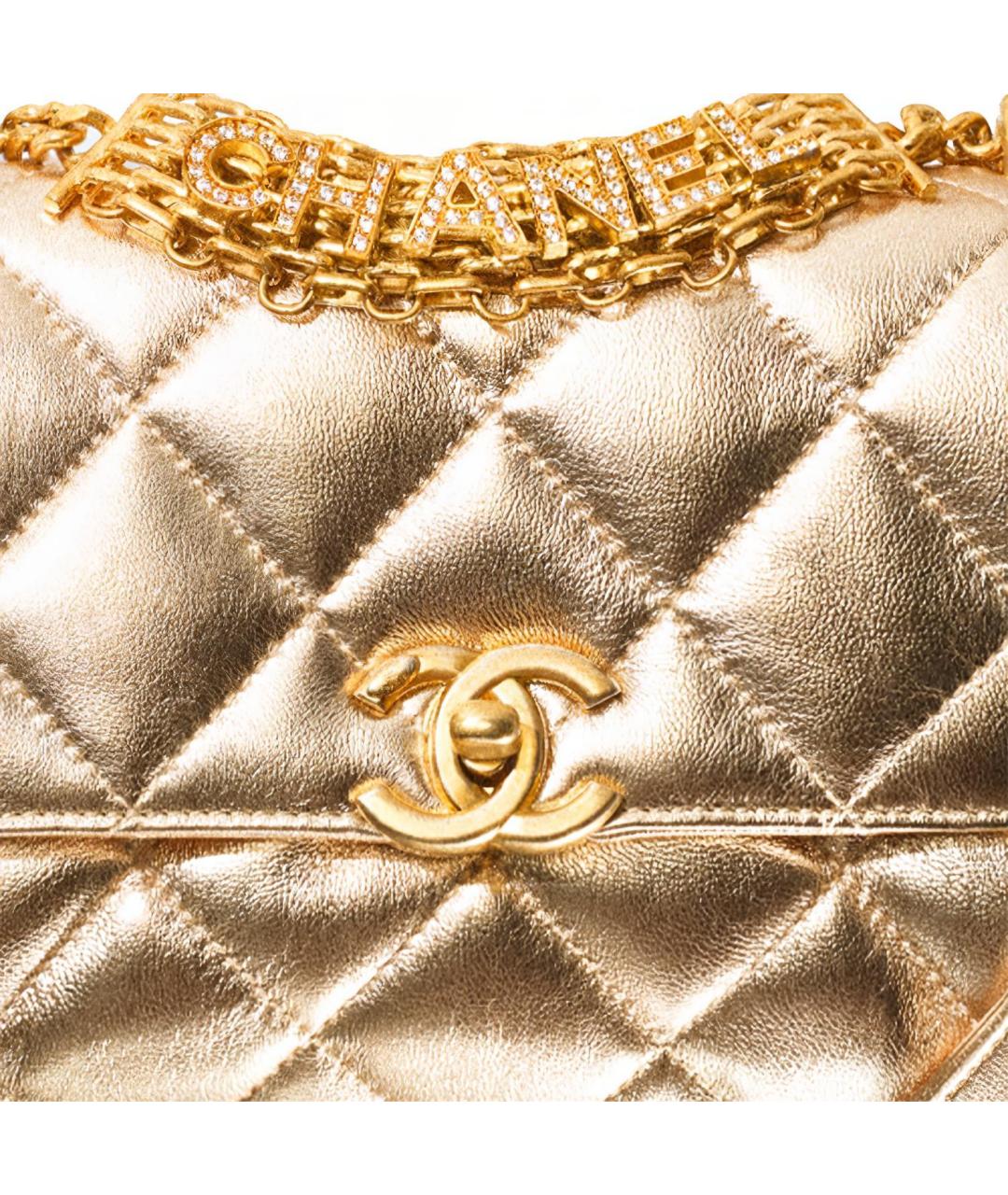 CHANEL Золотая кожаная сумка через плечо, фото 5