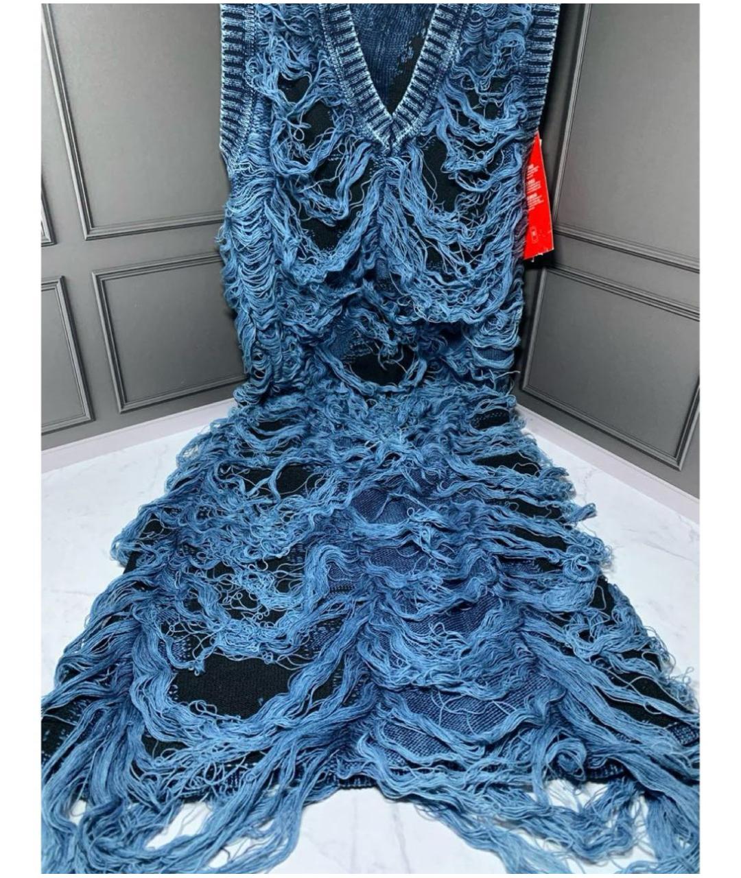 DIESEL Синее хлопковое коктейльное платье, фото 4