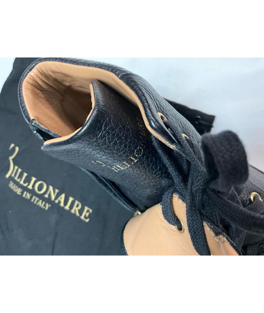 BILLIONAIRE Черные кожаные высокие кроссовки / кеды, фото 6