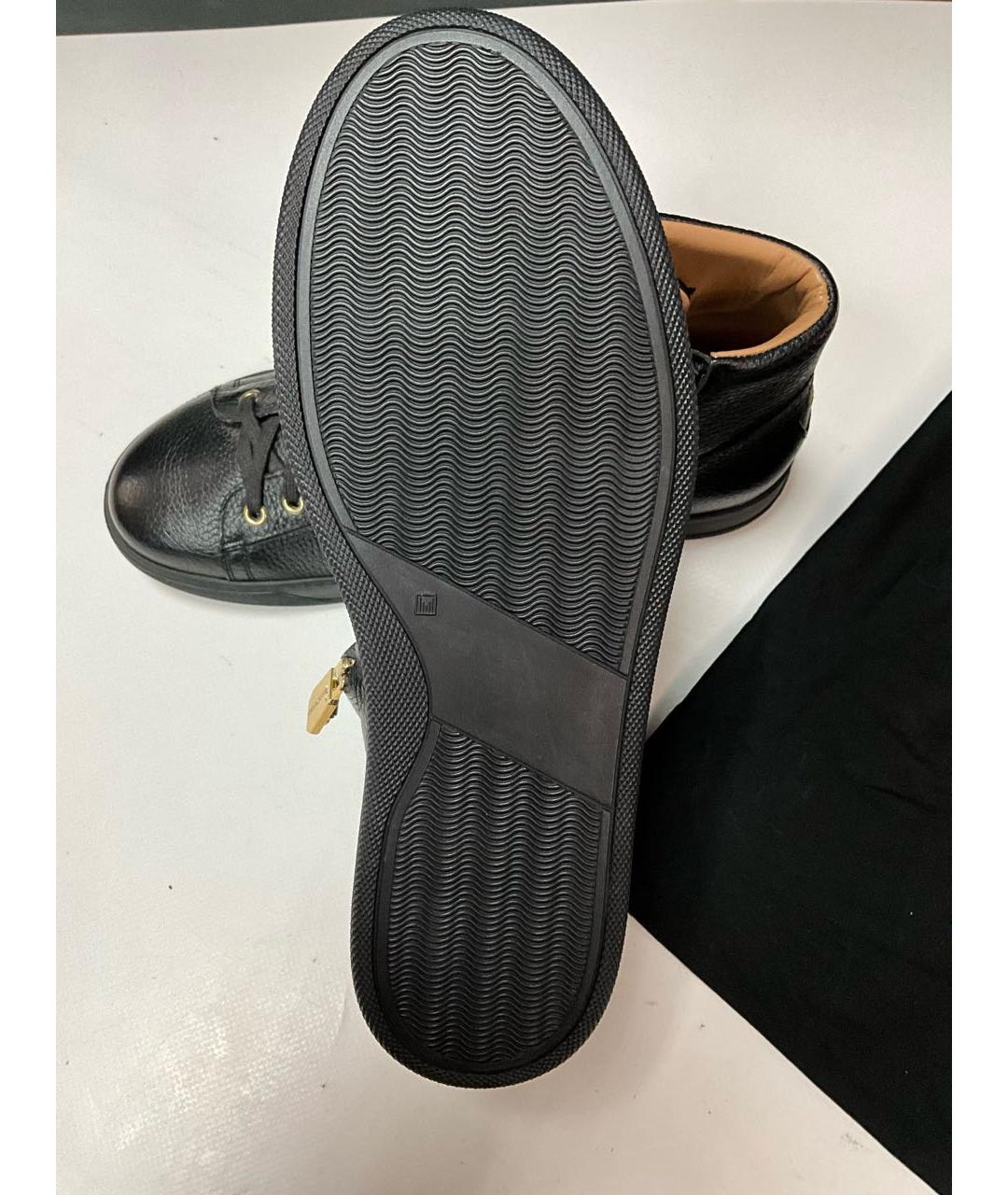 BILLIONAIRE Черные кожаные высокие кроссовки / кеды, фото 9