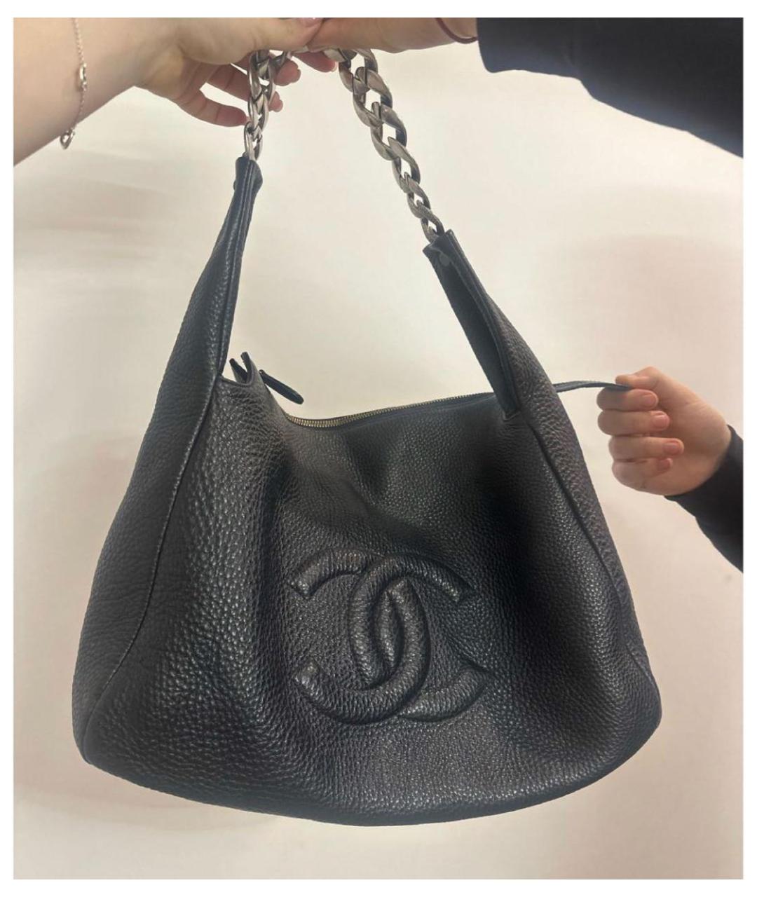 CHANEL Черная кожаная сумка тоут, фото 2