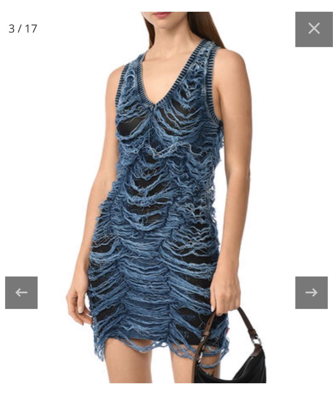 DIESEL Голубое хлопковое повседневное платье, фото 2