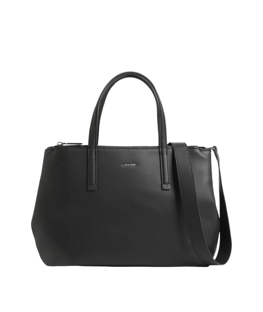 CALVIN KLEIN Черная сумка тоут из искусственной кожи, фото 1