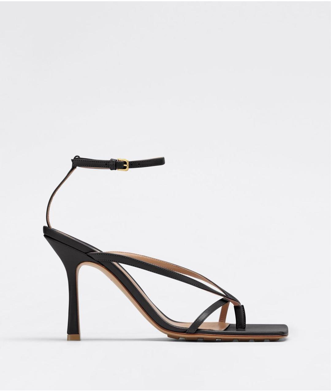 BOTTEGA VENETA Черные кожаные босоножки, фото 7