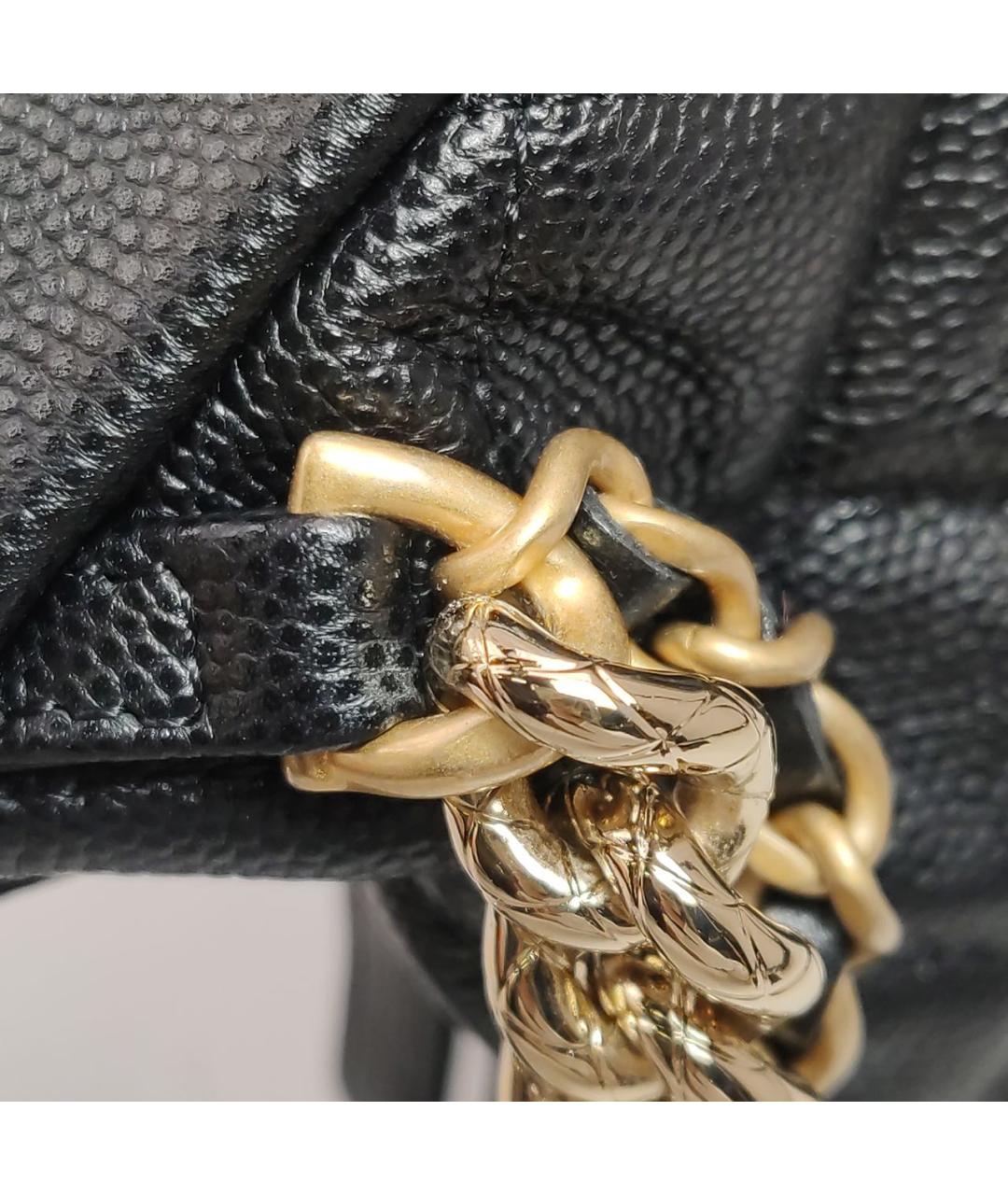 CHANEL Черная кожаная сумка с короткими ручками, фото 8
