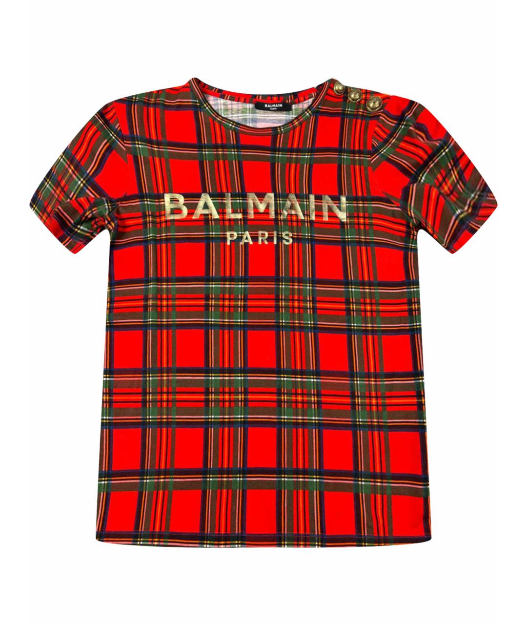 BALMAIN Красная хлопковая футболка, фото 1