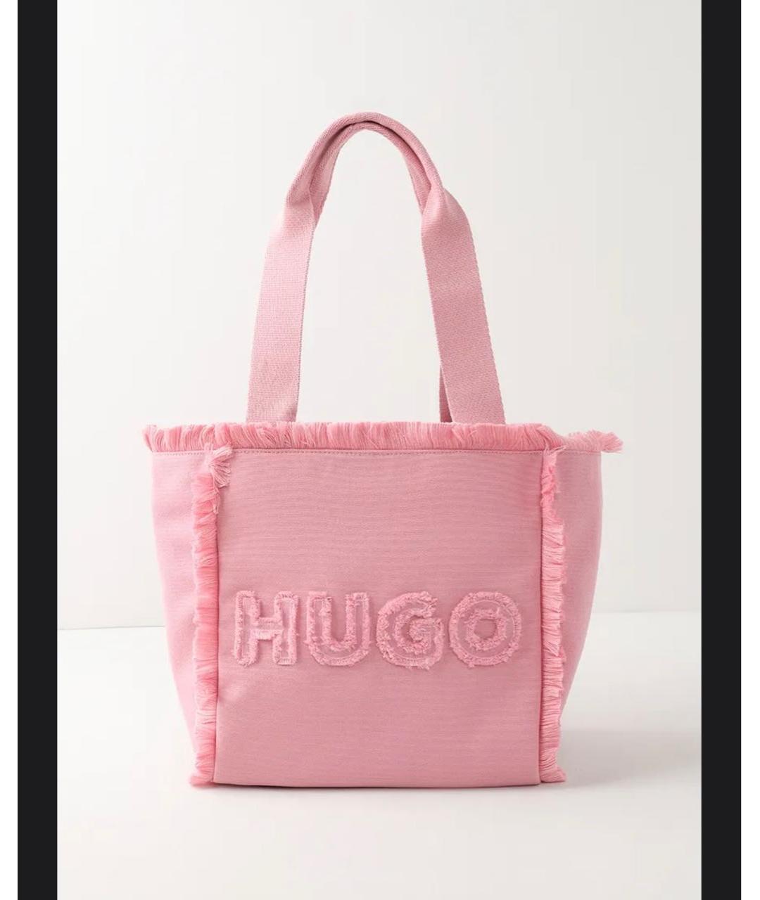 HUGO Розовая тканевая пляжная сумка, фото 3