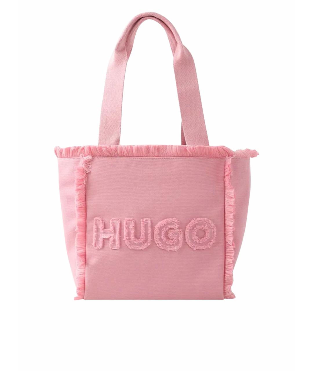 HUGO Розовая тканевая пляжная сумка, фото 1