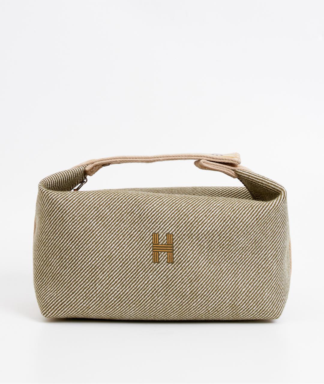 HERMES Зеленая тканевая сумка с короткими ручками, фото 6