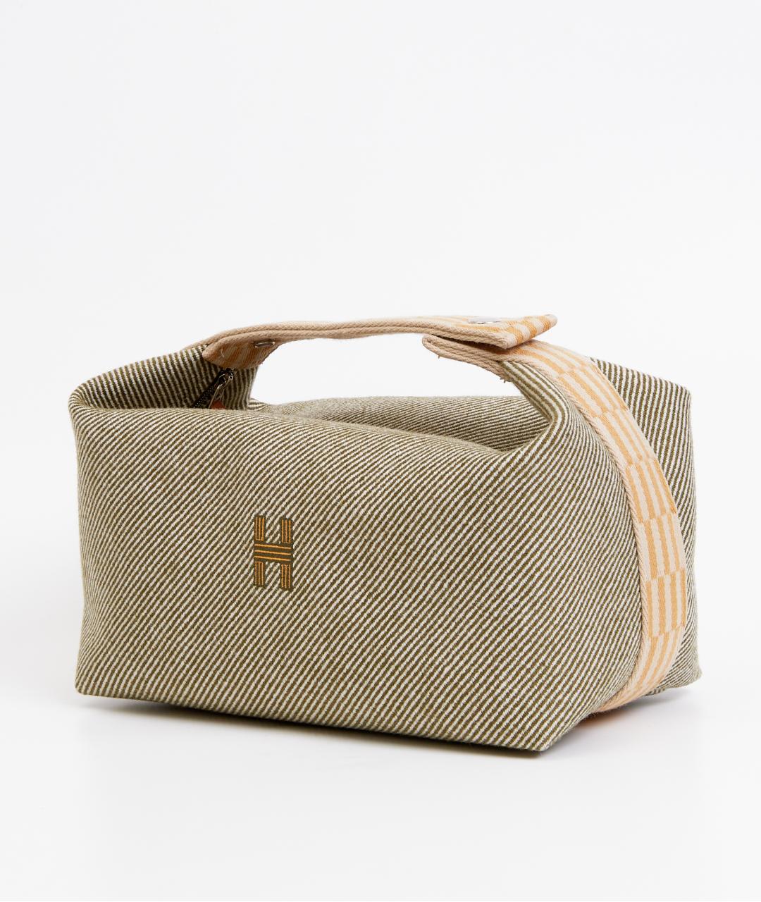 HERMES Зеленая тканевая сумка с короткими ручками, фото 2