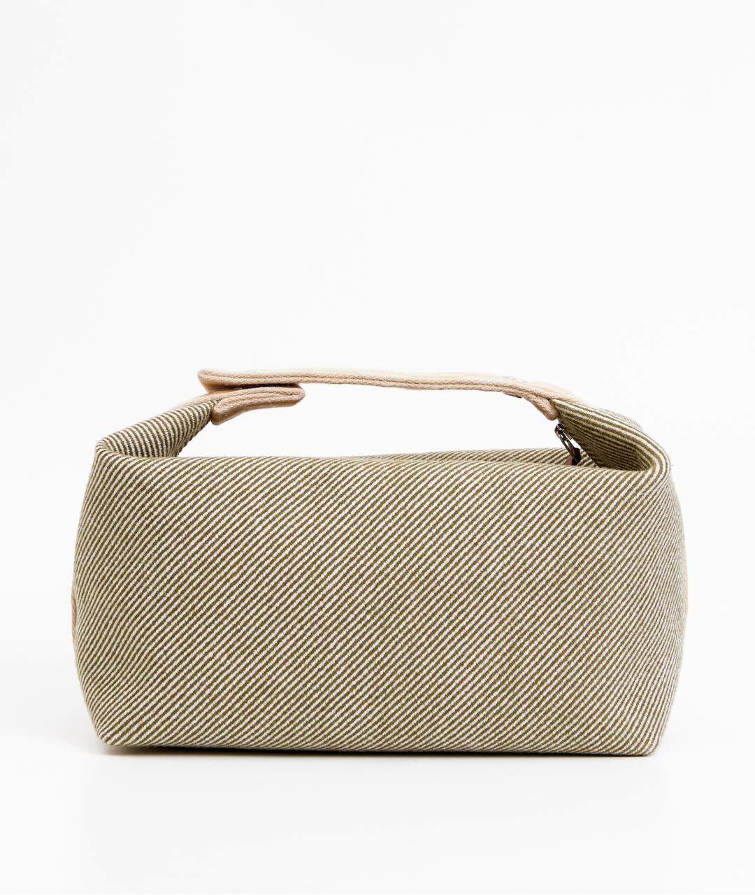 HERMES Зеленая тканевая сумка с короткими ручками, фото 3