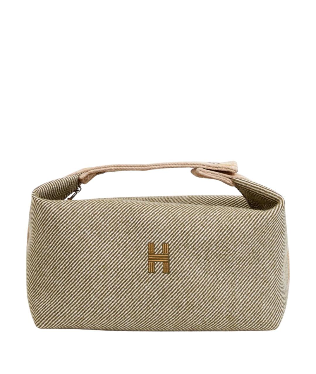 HERMES Зеленая тканевая сумка с короткими ручками, фото 7