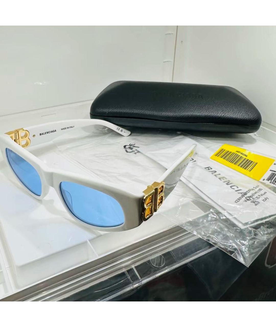 BALENCIAGA Белые пластиковые солнцезащитные очки, фото 3