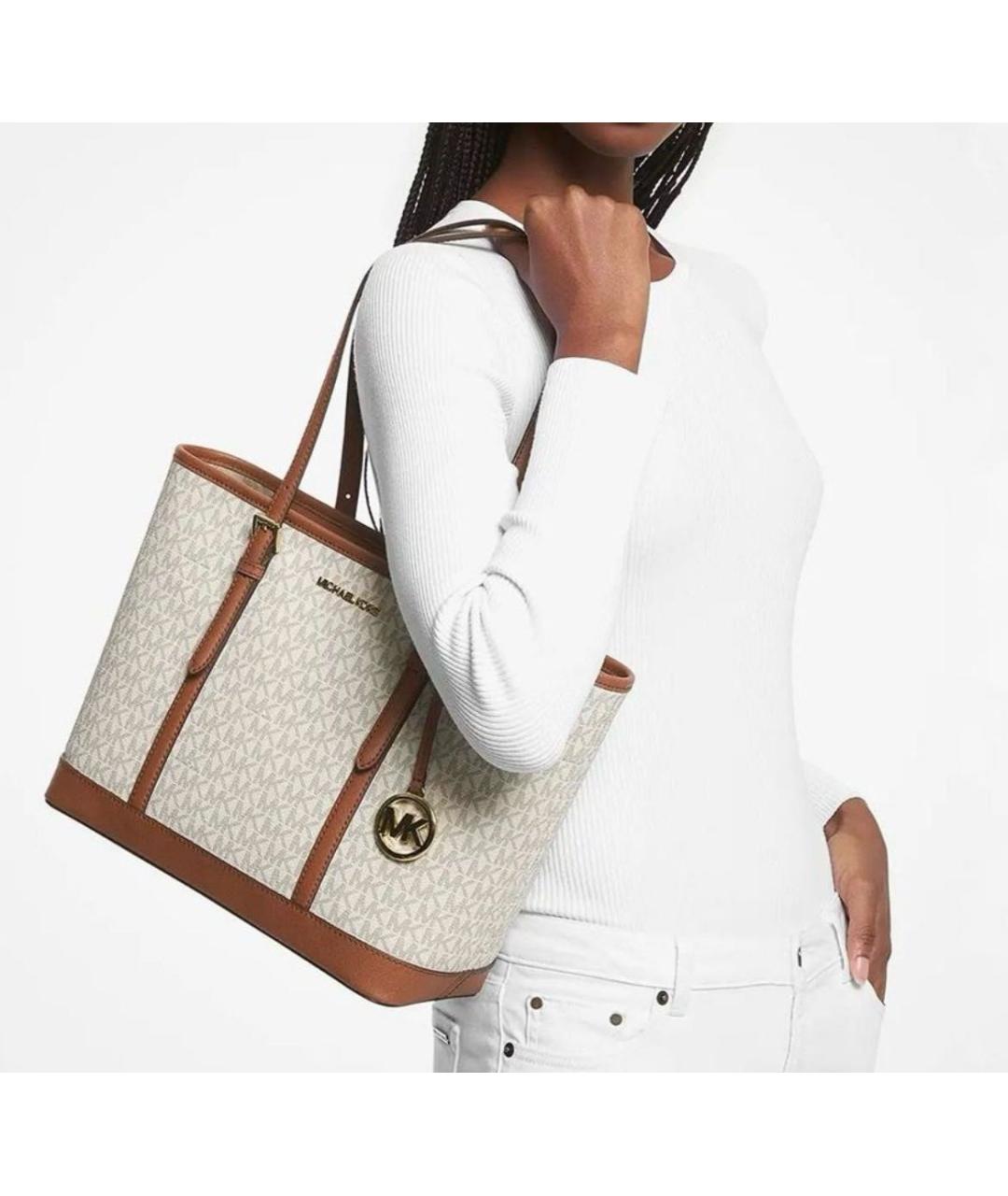 MICHAEL KORS Бежевая кожаная сумка тоут, фото 2