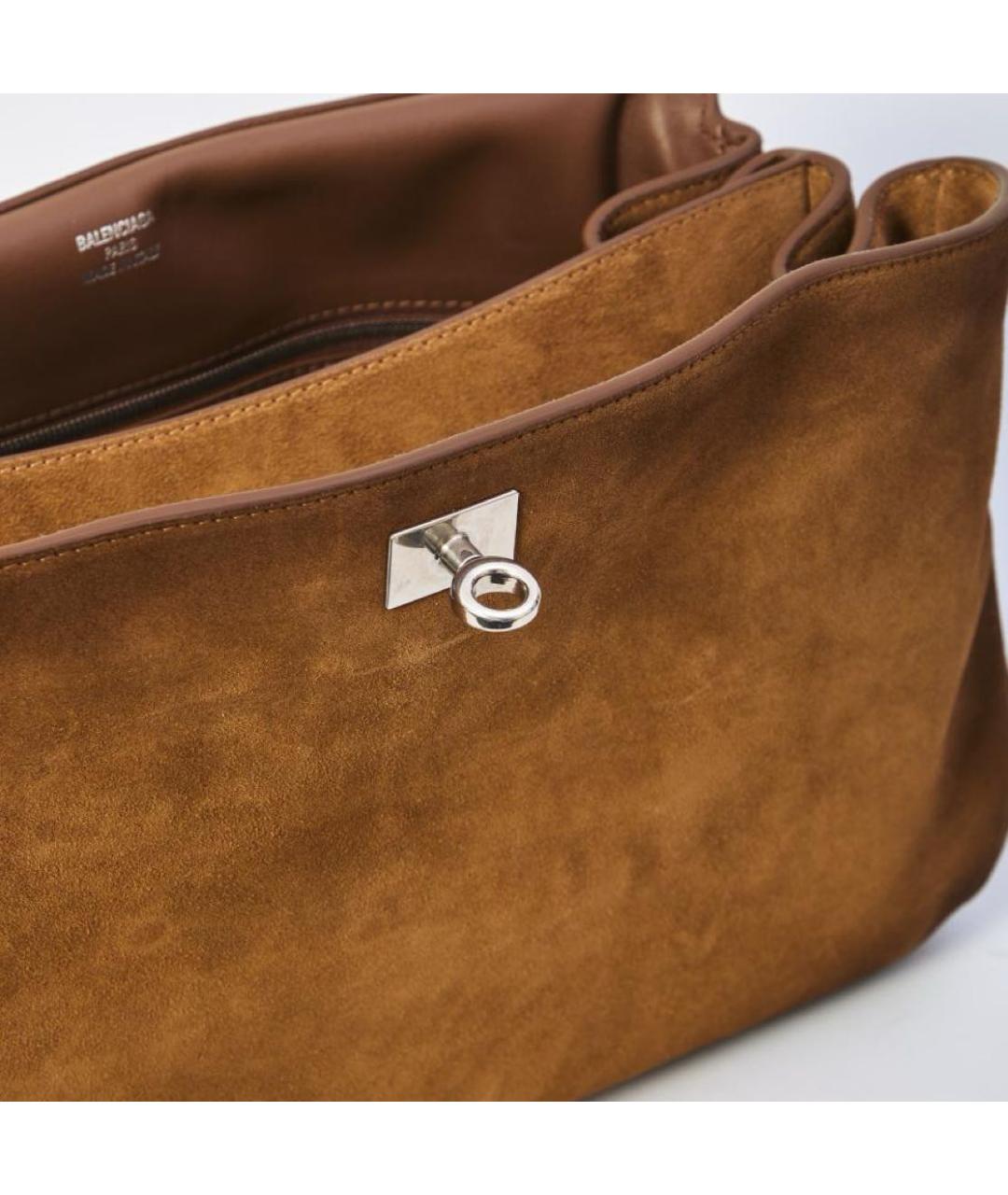 BALENCIAGA Коричневая замшевая сумка тоут, фото 4