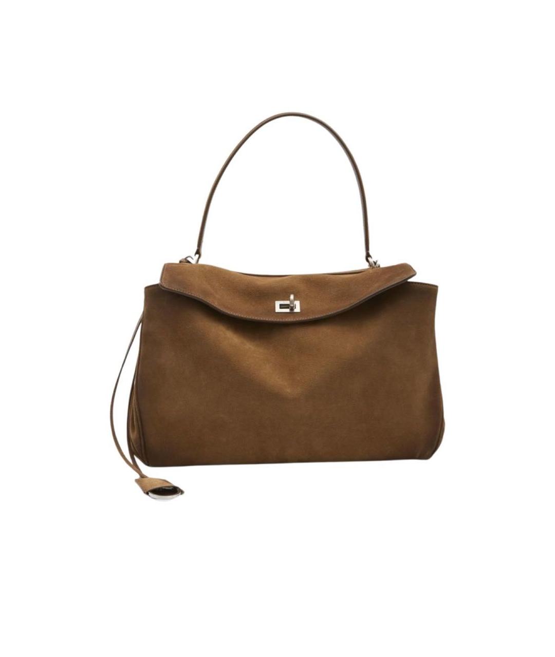 BALENCIAGA Коричневая замшевая сумка тоут, фото 1