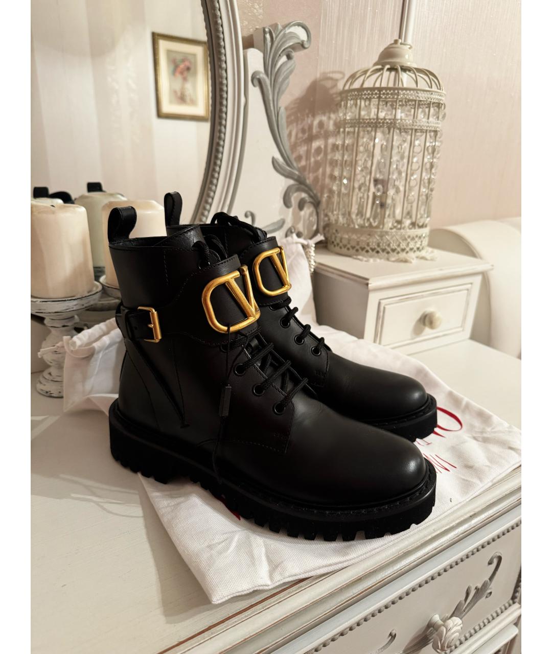 VALENTINO Черные кожаные ботинки, фото 4