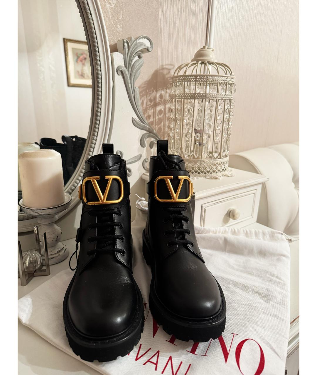 VALENTINO Черные кожаные ботинки, фото 3