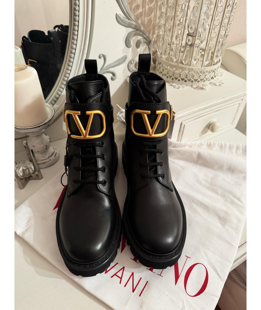 VALENTINO Черные кожаные ботинки, фото 2