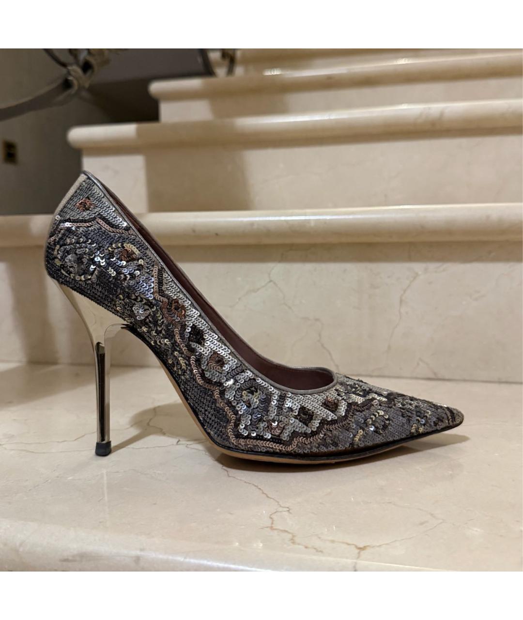 RENE CAOVILLA Серебряные текстильные туфли, фото 9