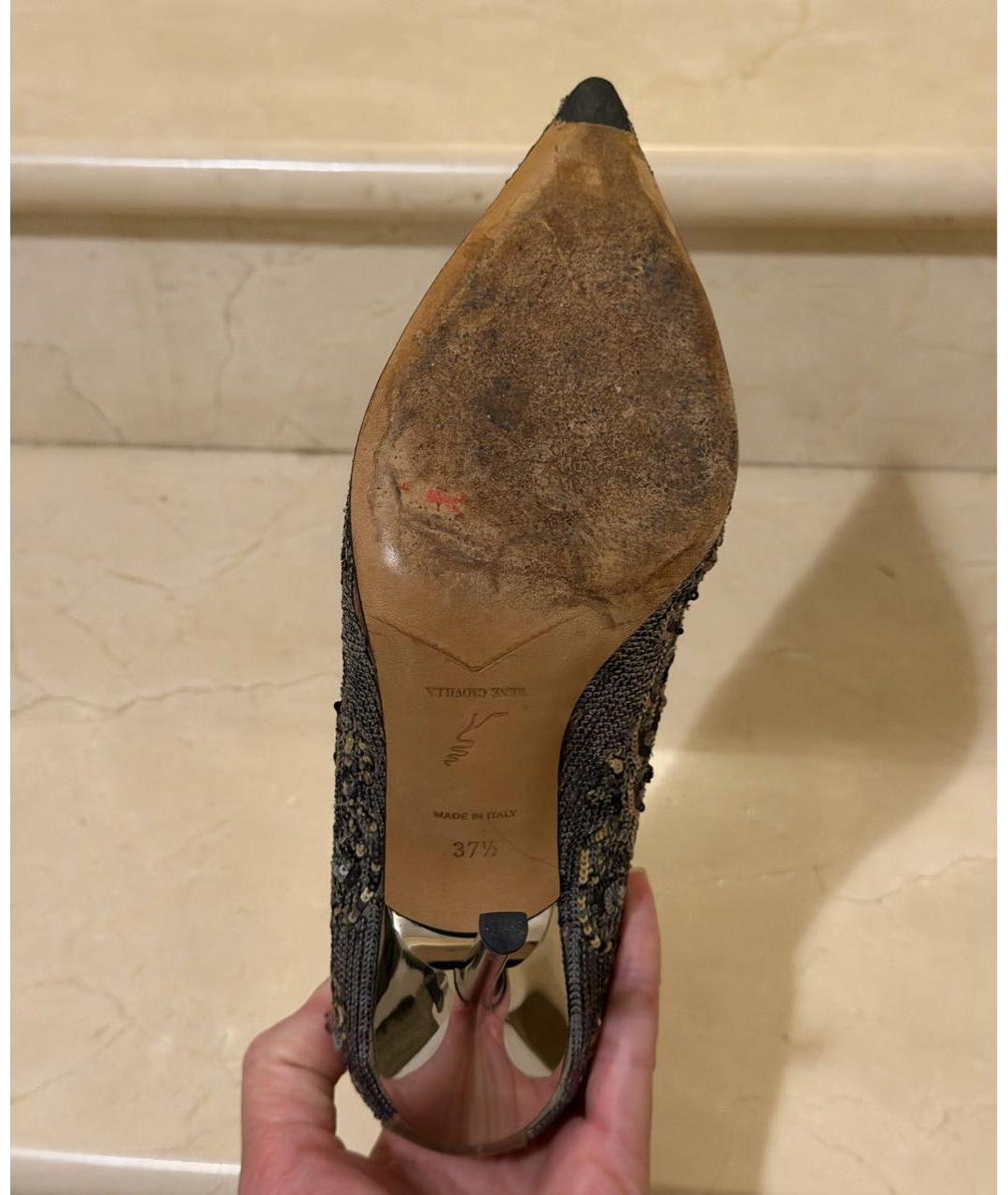 RENE CAOVILLA Серебряные текстильные туфли, фото 6