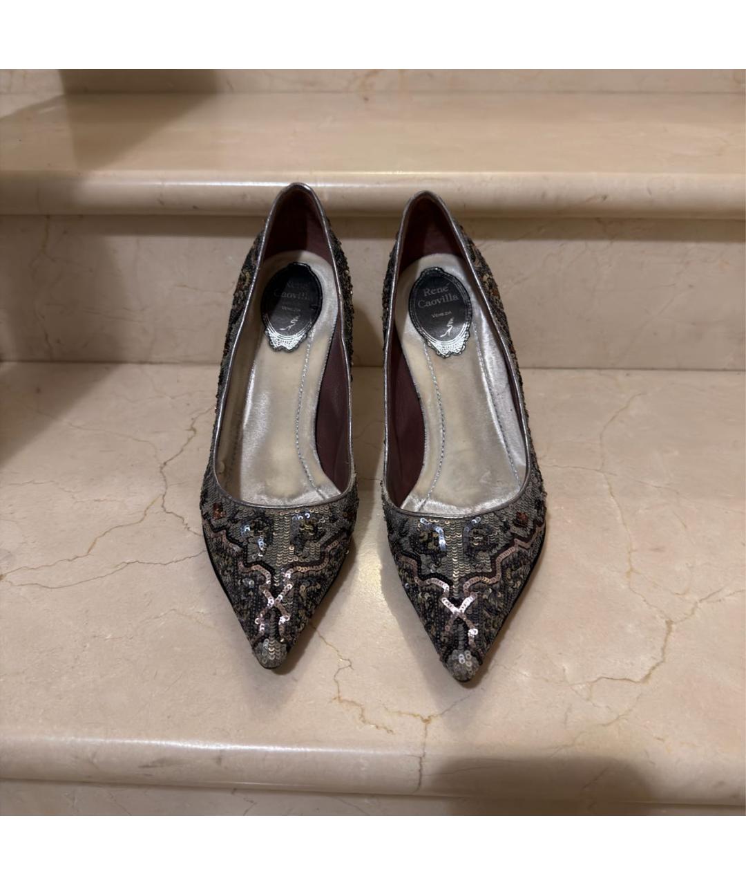 RENE CAOVILLA Серебряные текстильные туфли, фото 2