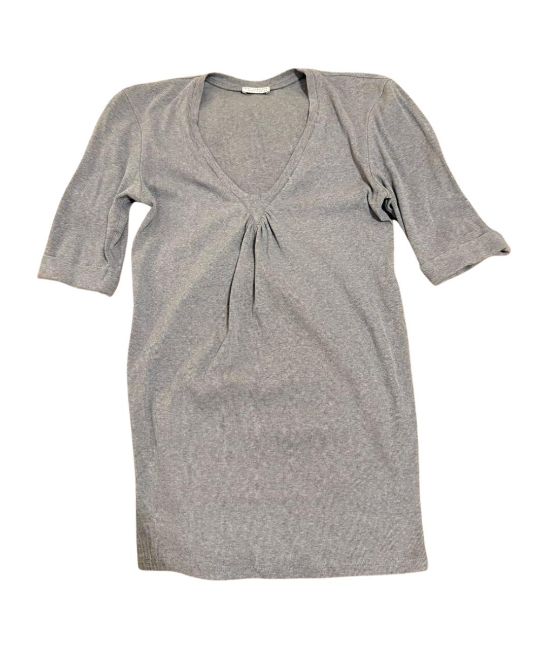 BRUNELLO CUCINELLI Серая хлопко-эластановая футболка, фото 1