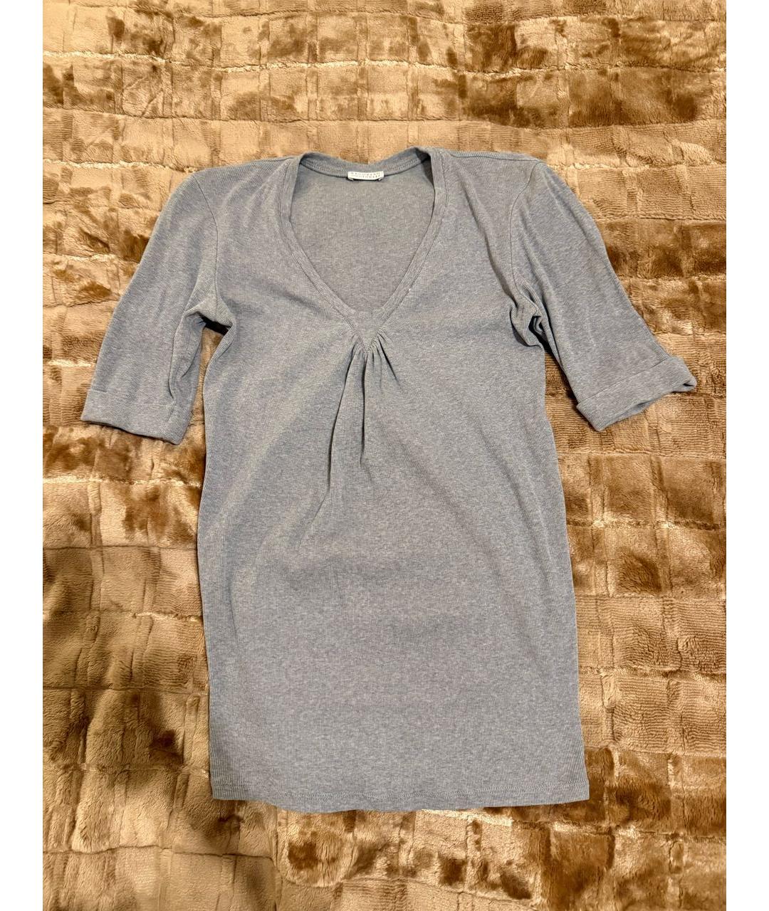 BRUNELLO CUCINELLI Серая хлопко-эластановая футболка, фото 9