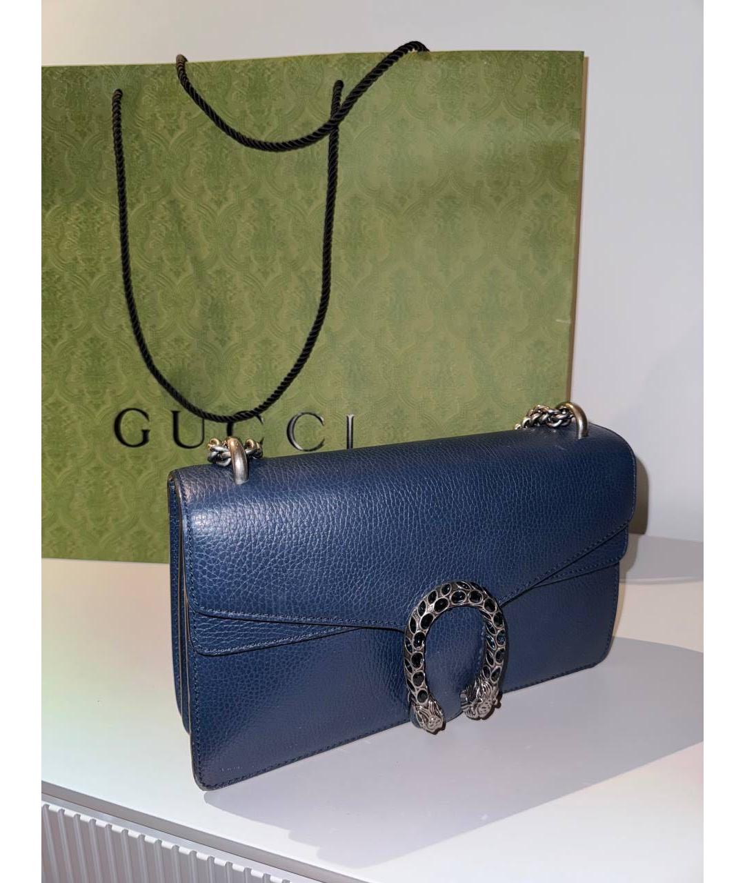 GUCCI Темно-синяя кожаная сумка через плечо, фото 2