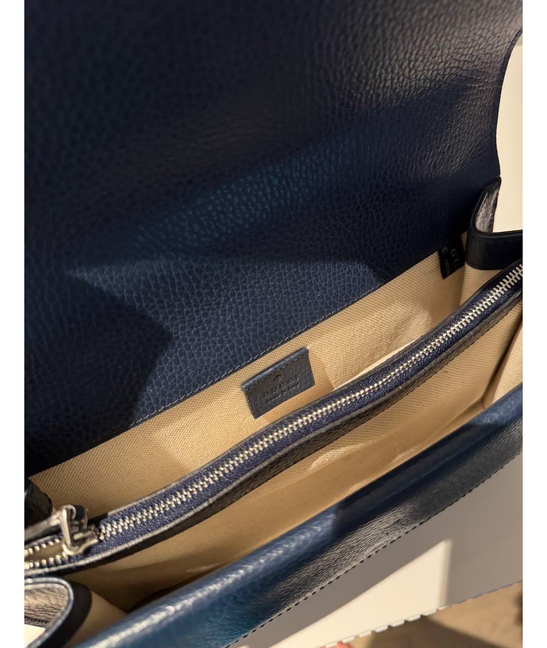 GUCCI Темно-синяя кожаная сумка через плечо, фото 4