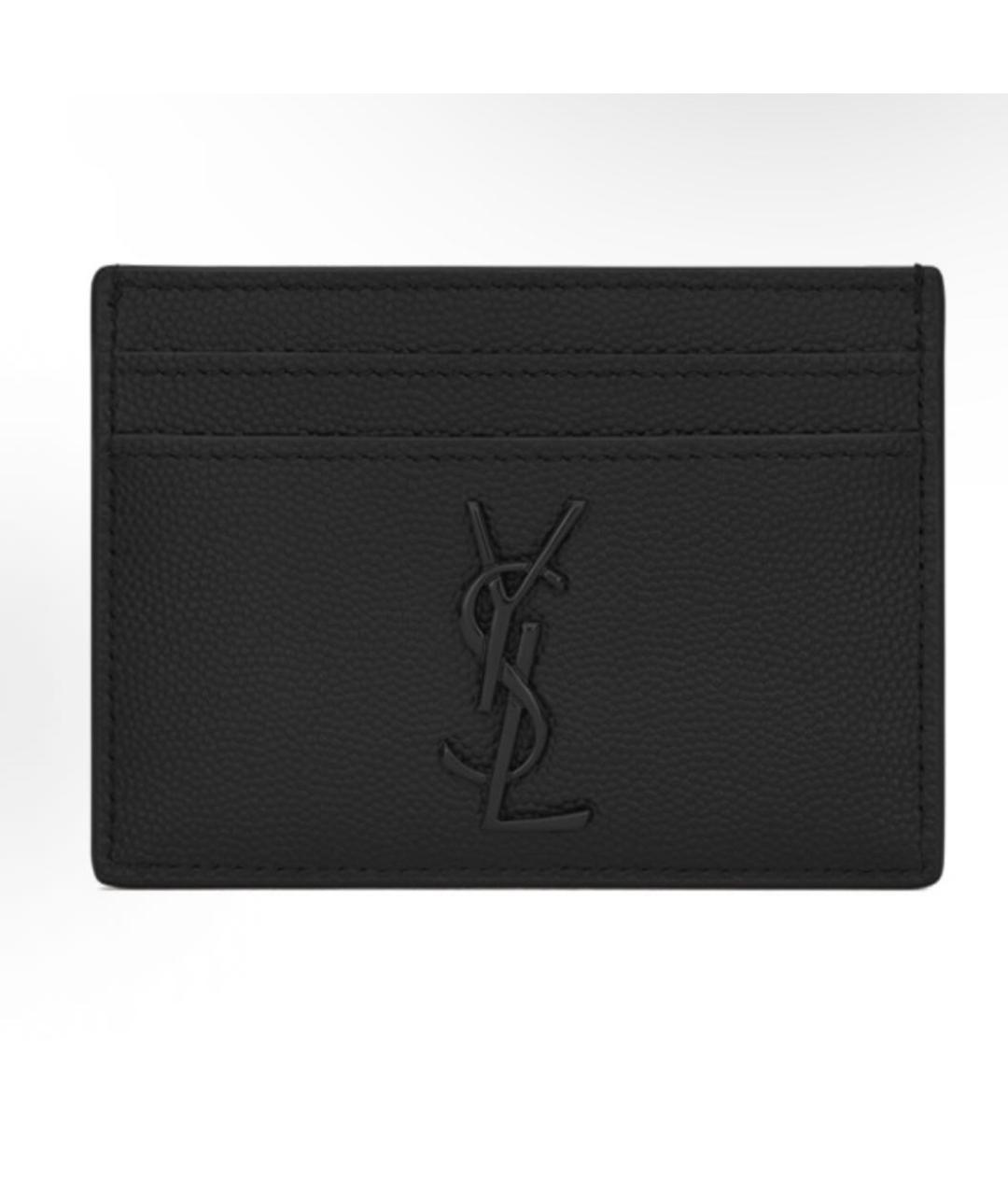 SAINT LAURENT Черный кожаный кардхолдер, фото 3
