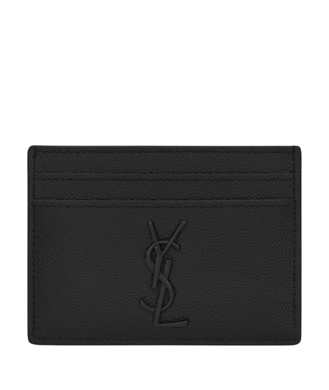 SAINT LAURENT Черный кожаный кардхолдер, фото 1