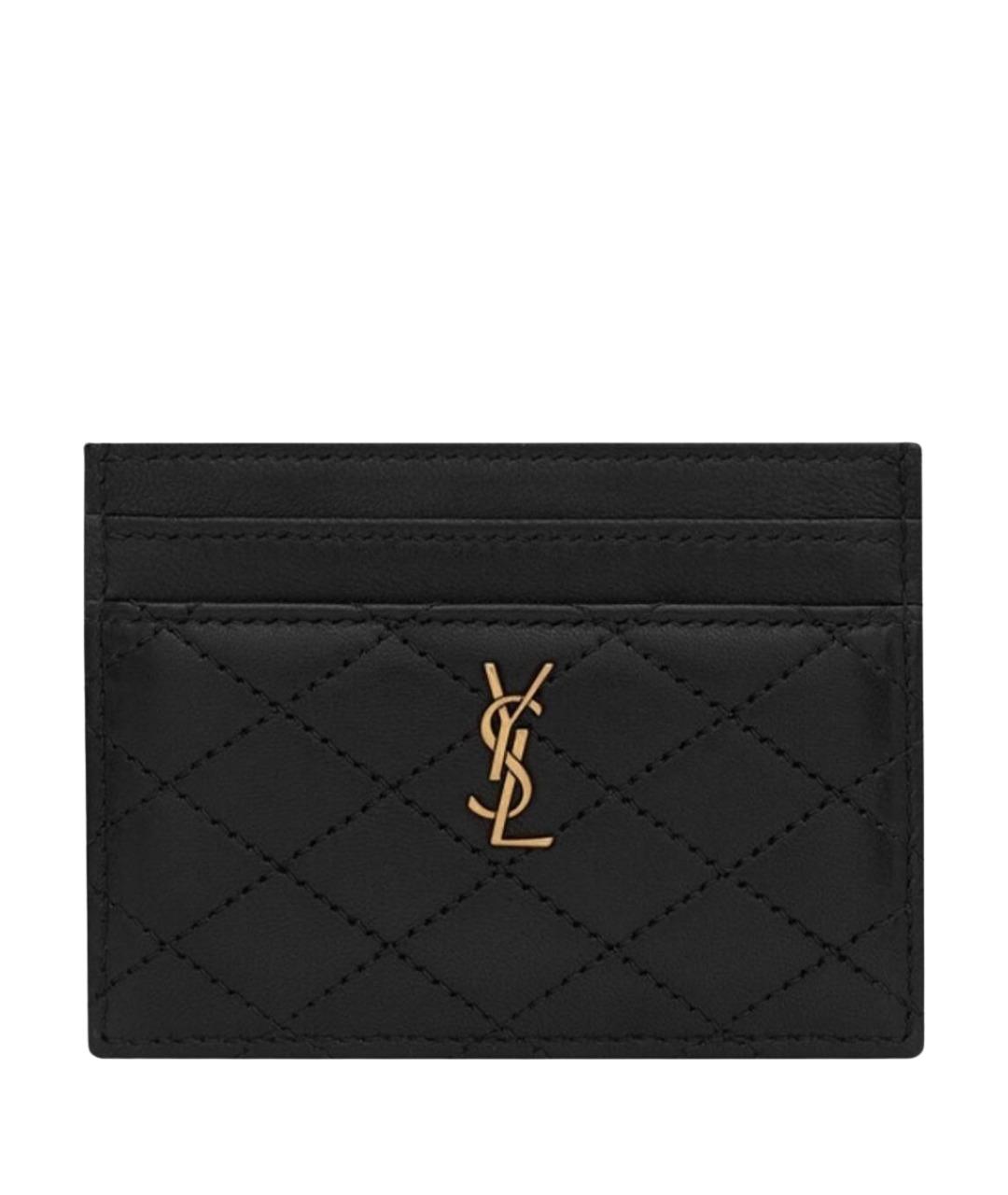 SAINT LAURENT Черный кожаный кардхолдер, фото 1