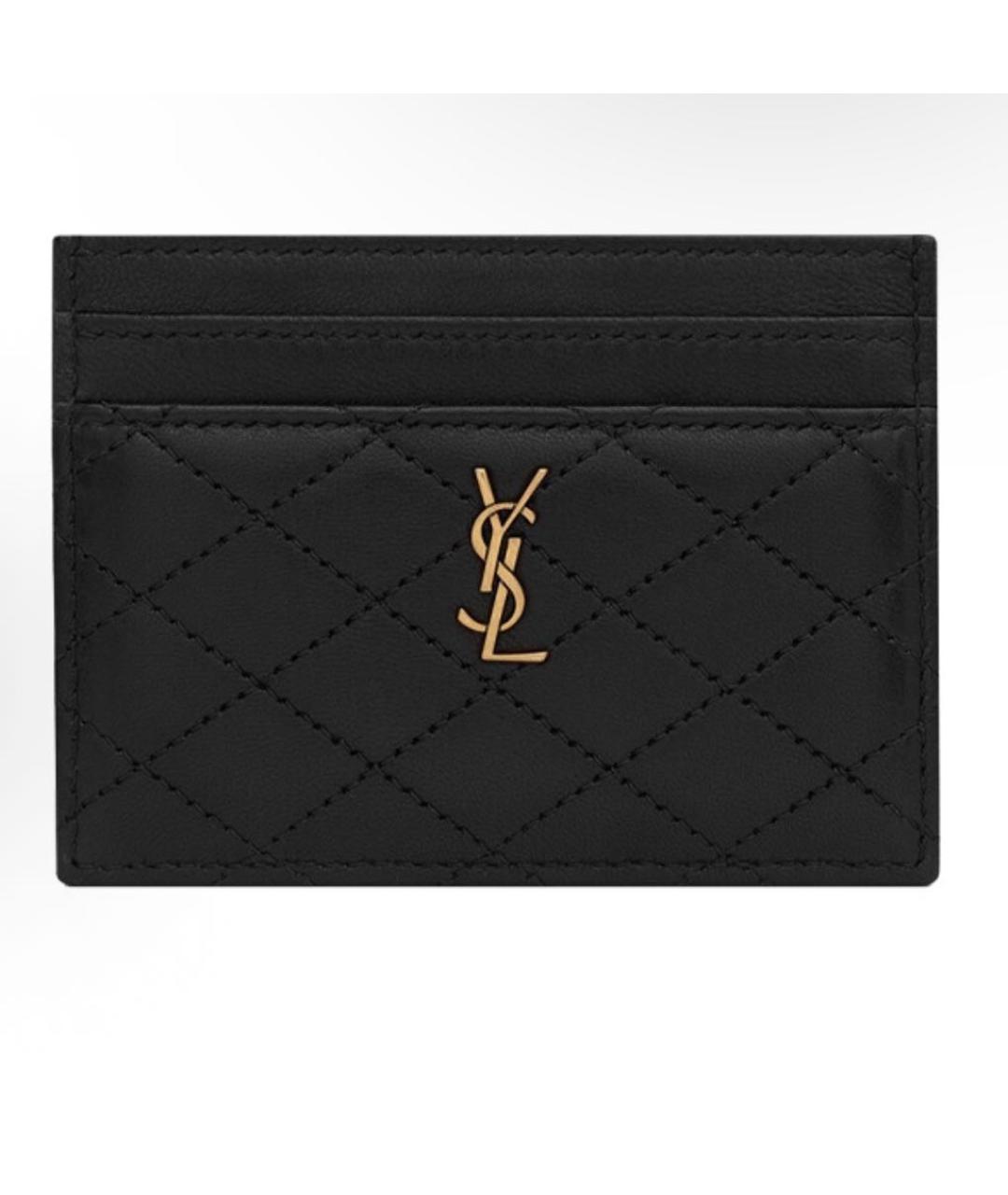 SAINT LAURENT Черный кожаный кардхолдер, фото 4