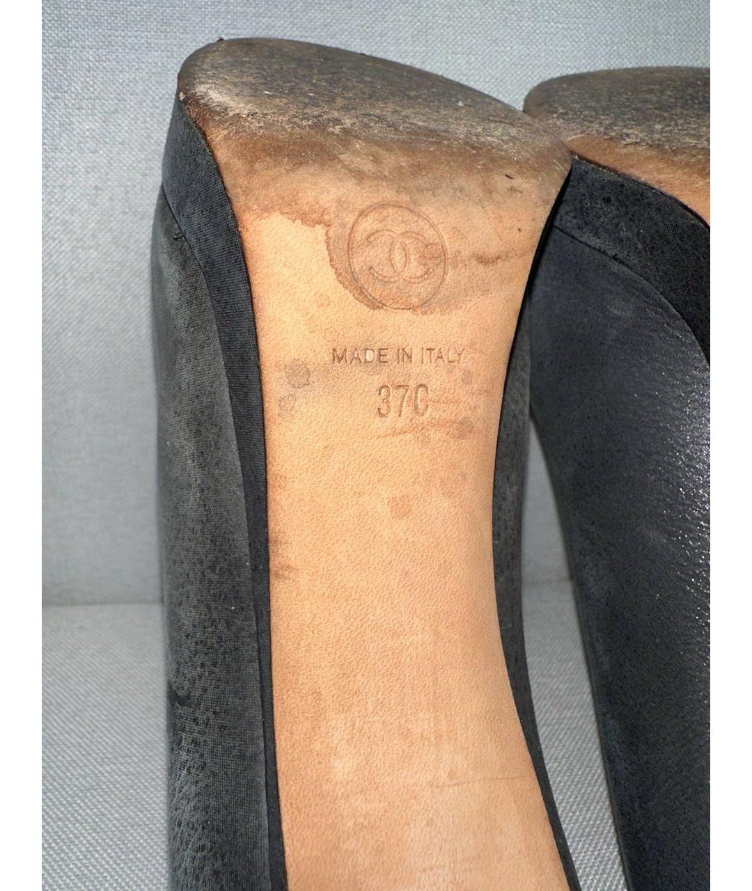 CHANEL Черные кожаные туфли, фото 4